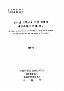 청소년 약물남용 원인 실태와 예방대책에 관한 연구