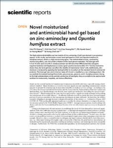Novel moisturized and antimicrobial hand gel based on zinc-aminoclay and Opuntia humifusa extract