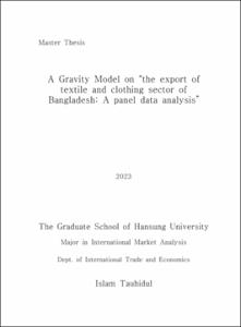 A Gravity Model on “the export of textile and clothing sector of Bangladesh: A panel data analysis