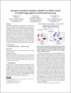 Deceptive Synthetic Updates: Stealth Free-Rider Attack on Model Aggregation in Federated Learning