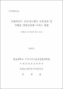 프랜차이즈 교육시스템이 교육성과 및  가맹점 경영성과에 미치는 영향