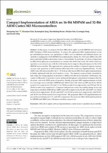 Compact Implementation of ARIA on 16-bit MSP430 and 32-bit ARM Cortex-M3 Microcontrollers