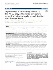 Improvement of osseointegration of Ti-6Al-4V ELI alloy orthodontic mini-screws through anodization, cyclic pre-calcification, and heat treatments