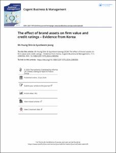 The effect of brand assets on firm value and credit ratings-Evidence from Korea