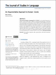 An Argumentative Approach to Korean -Cocha