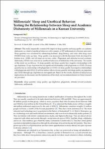 Millennials’ Sleep and Unethical Behavior: Testing the Relationship between Sleep and Academic Dishonesty of Millennials in a Korean University