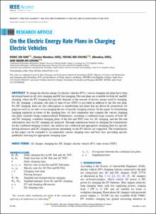 On the Electric Energy Rate Plans in Charging Electric Vehicles,