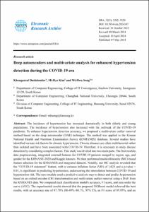 Deep autoencoders and multivariate analysis for enhanced hypertension detection during the COVID-19 era