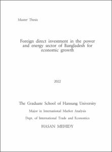 Foreign direct investment in the power and energy sector of Bangladesh for economic growth