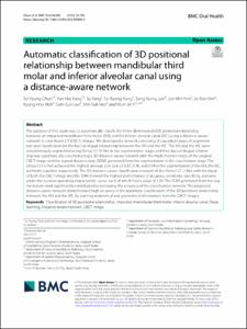 Automatic classification of 3D positional relationship between mandibular third molar and inferior alveolar canal using a distance-aware network