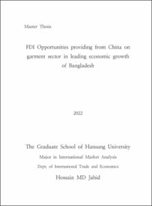 FDI Opportunities providing from China on garment sector in leading economic growth of Bangladesh