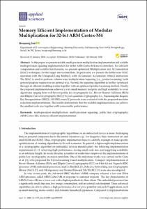Memory Efficient Implementation of Modular Multiplication for 32-bit ARM Cortex-M4