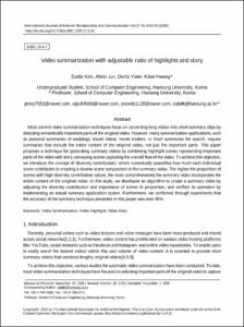 Video summarization with adjustable ratio of highlights and story