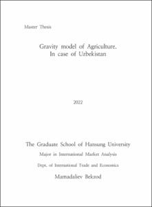 Gravity model of Agriculture. In case of Uzbekistan
