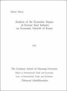 ANALYSIS OF THE ECONOMIC IMPACT OF KOREAN STEEL INDUSTRY ON ECONOMIC GROWTH OF KOREA