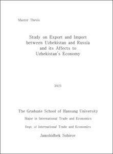 Study on Export and Import between Uzbekistan and Russia  and its Affects to Uzbekistan’s Economy