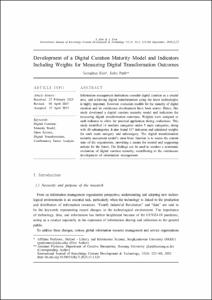 Development of a Digital Curation Maturity Model and Indicators Including Weights for Measuring Digital Transformation Outcomes