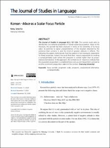 Korean ­-Mace as a Scalar Focus Particle