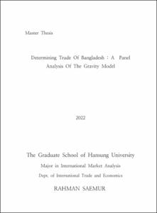 Determining Trade Of Bangladesh : A  Panel Analysis Of The Gravity Model