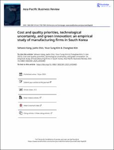 Cost and quality priorities, technological uncertainty, andgreen innovation: an empirical study of manufacturing firmsin South Korea