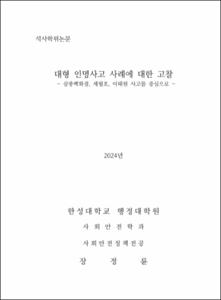 대형 인명사고 사례에 대한 고찰