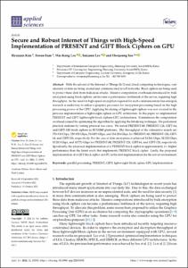 Secure and Robust Internet of Things with High-Speed Implementation of PRESENT and GIFT Block Ciphers on GPU