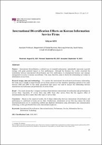 한국 정보서비스기업의 국제다각화 효과 실증연구
(International Diversification Effects on Korean Information Service Firms)