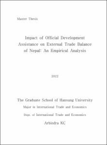 Impact of official  development assistance on external trade balance of Nepal: An Empirical Analysis